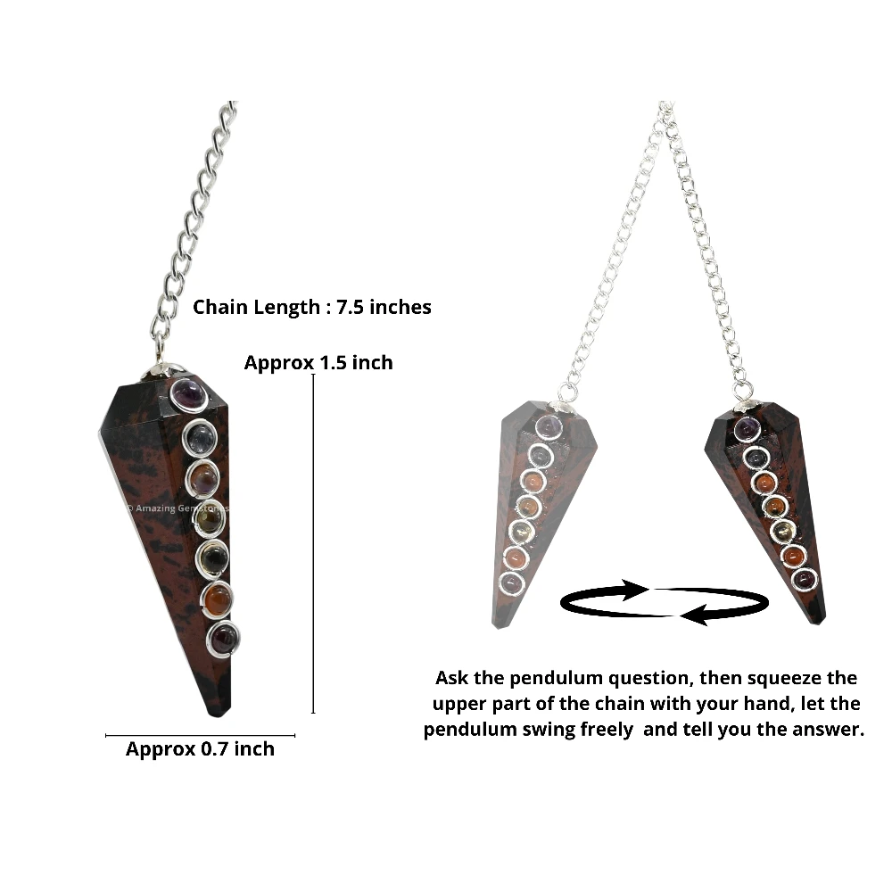 Mahogany Obsidian Chakra Crystal Pendulum