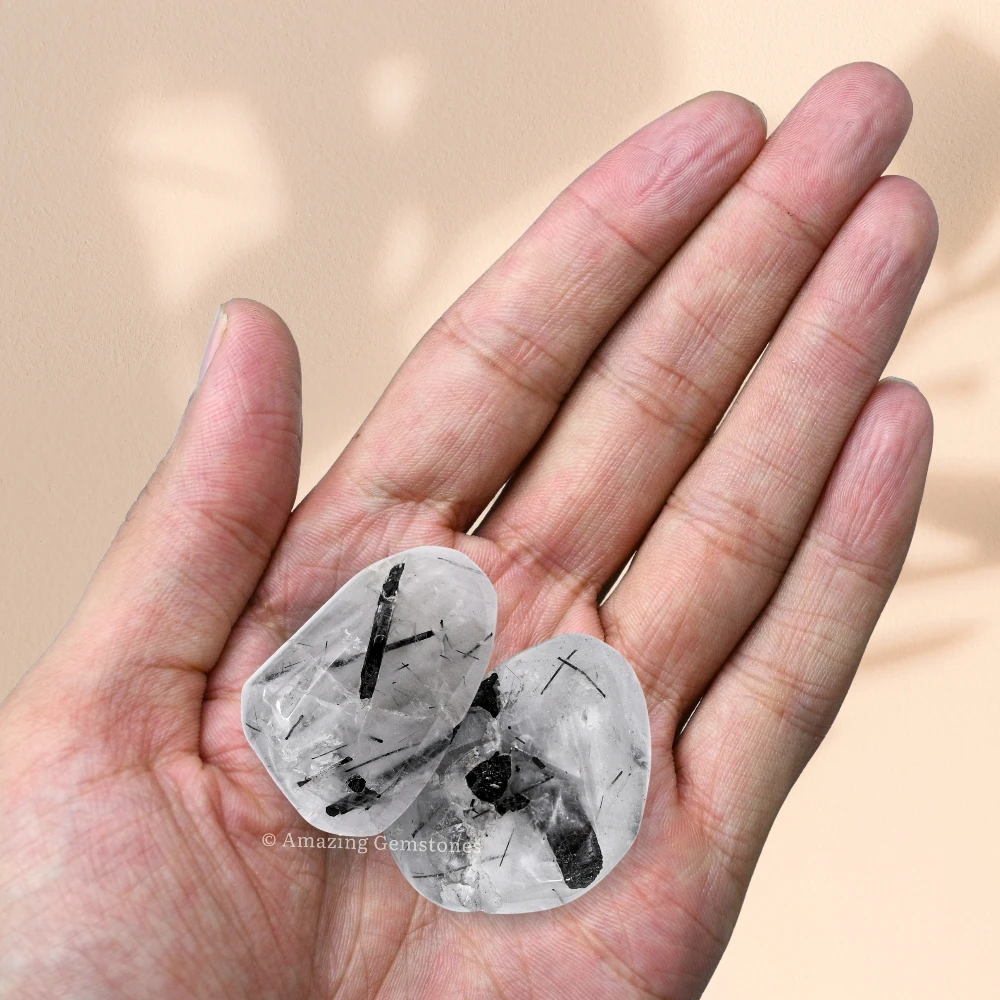 Tumbled Black Rutilated Quartz Crystals Stones (1 oz)