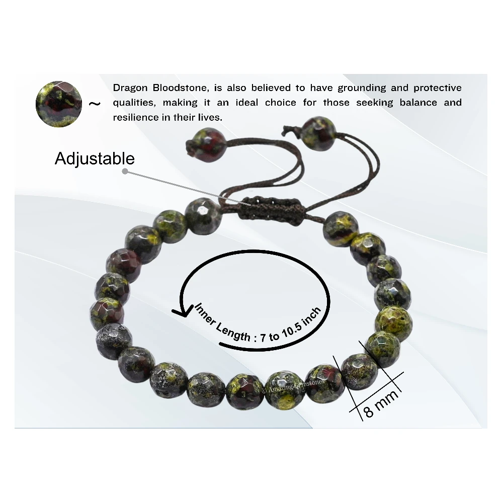 Dragon Bloodstone Bracelet (Faceted) (Adjustable)