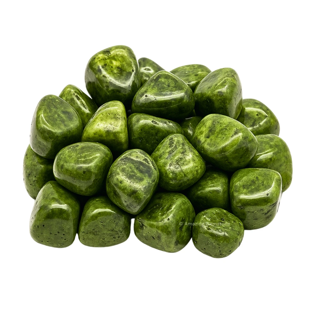 Tumbled Green Tourmaline with Matrix Stone Crystals (1000+ Carats)