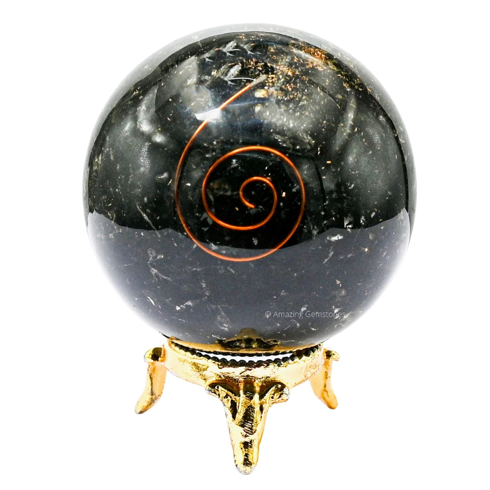 Black Tourmaline Orgone Sphere (2.5 Inch)