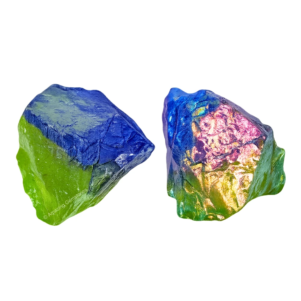 Apple-Tanzine Aura Quartz Raw Crystals (2 Pieces)