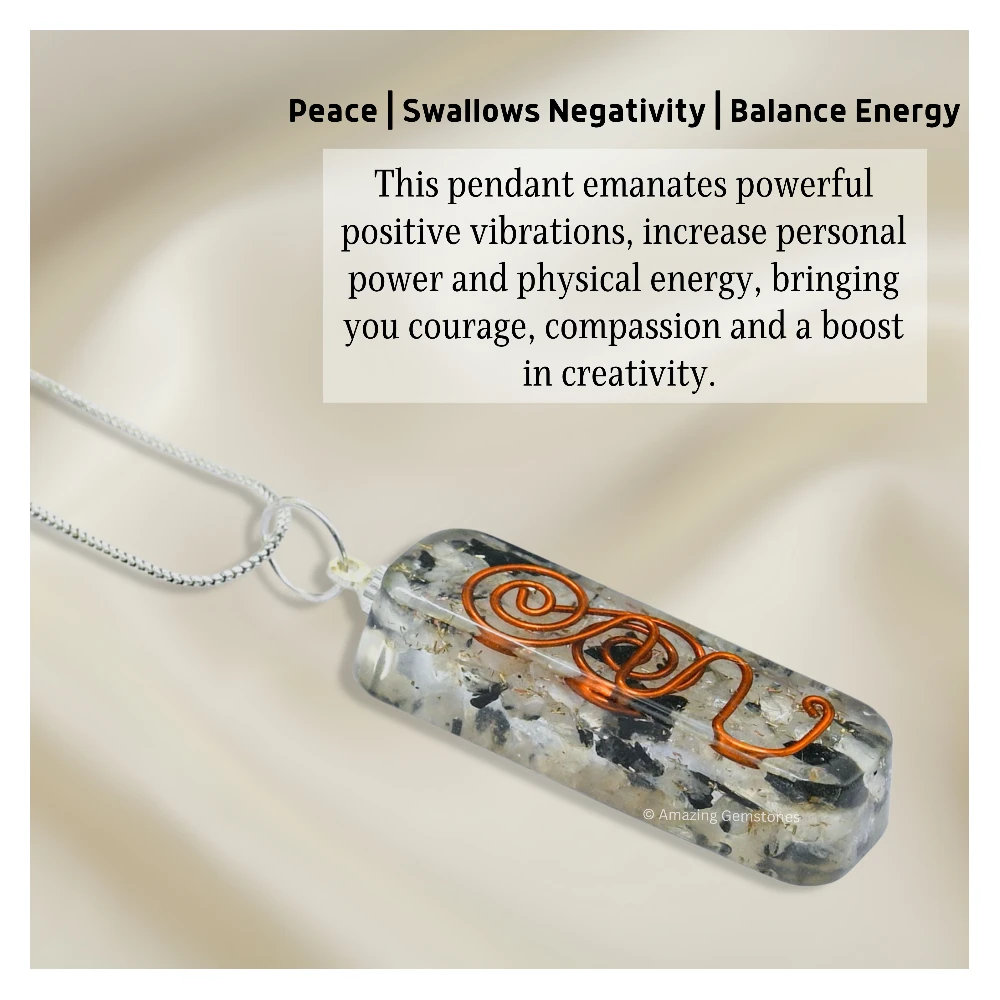 Rainbow Moonstone Crystal Orgone Pendant - Rectangle