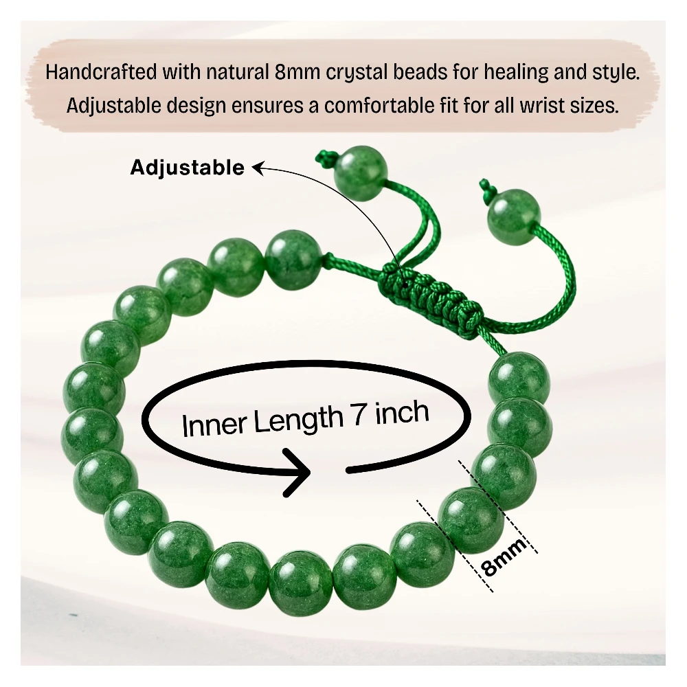 Green Strawberry Quartz Bracelet (Adjustable)