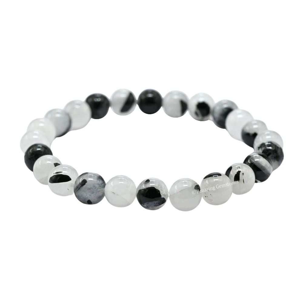 Black Rutilated Quartz Bracelet (Strechable)