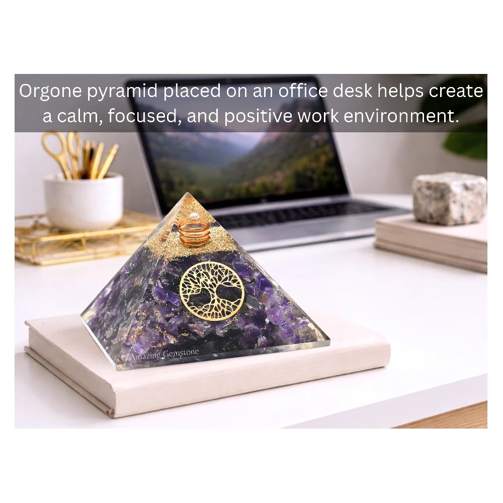 Amethyst Orgone Pyramid - Tree of Life