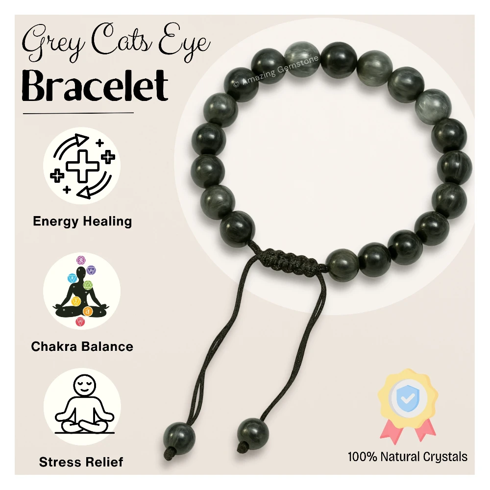 Grey Cats Eye Bracelet (Adjustable)