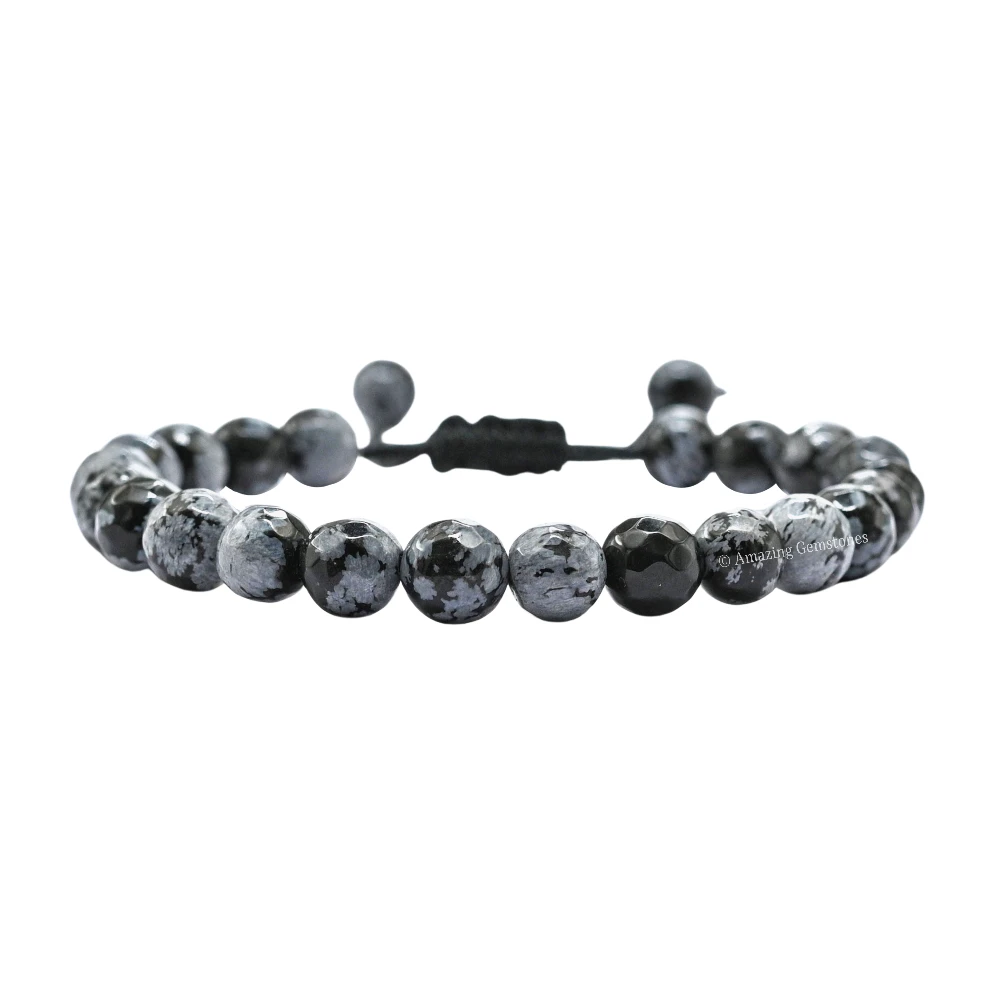 Snowflake Obsidian Bracelet (Faceted-Adjustable)
