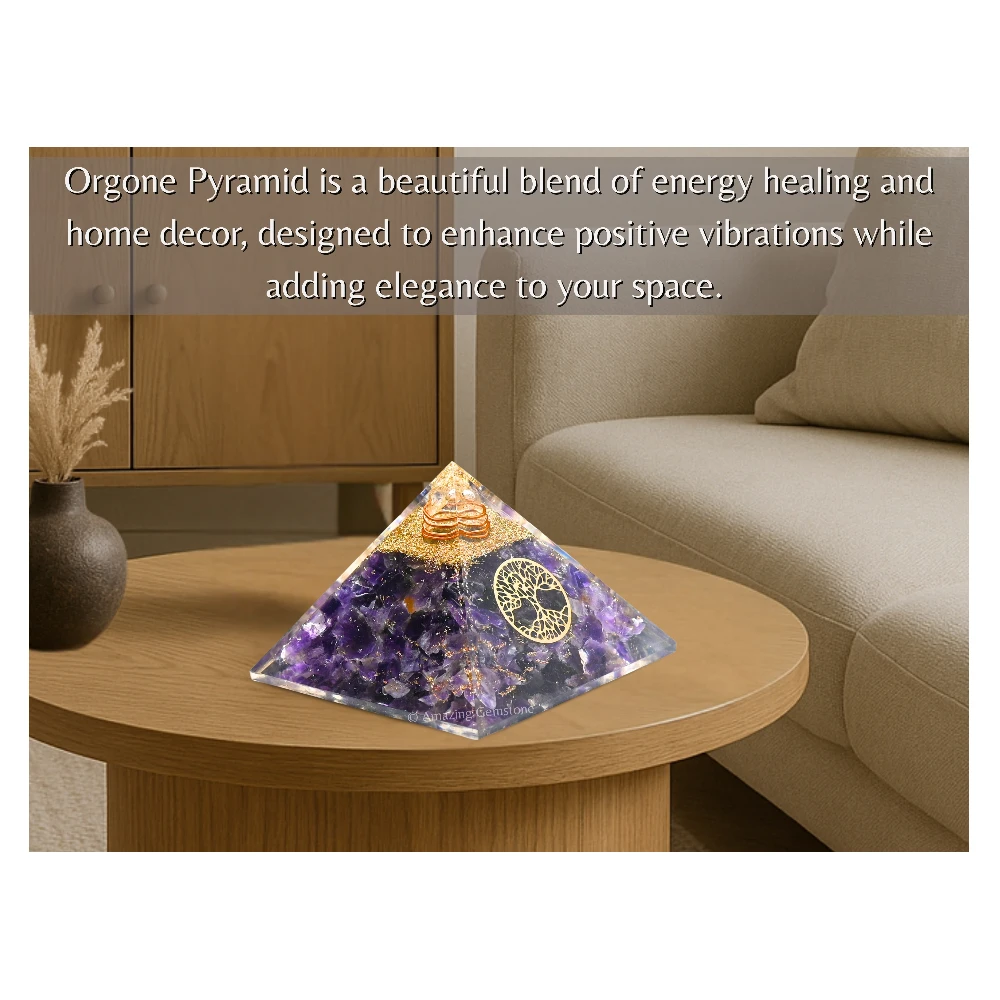 Amethyst Orgone Pyramid - Tree of Life