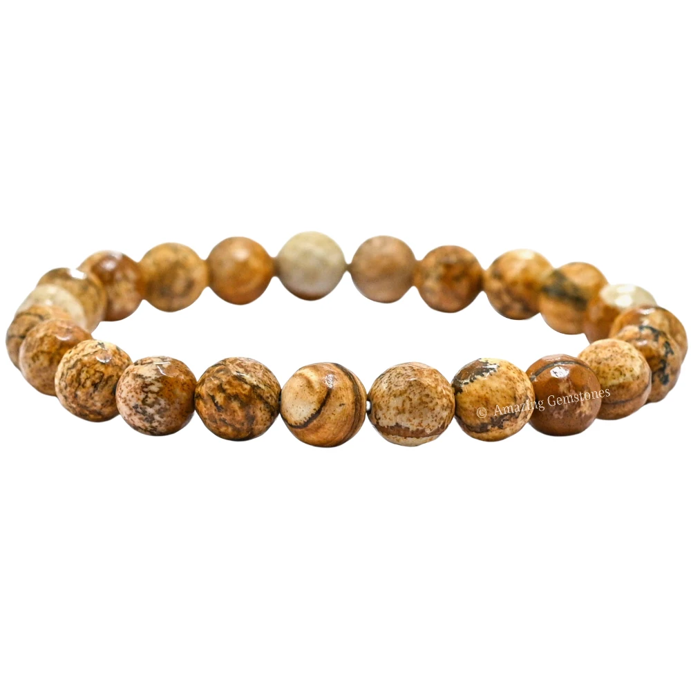 Picture Jasper Bracelet (Faceted-Stretchable)