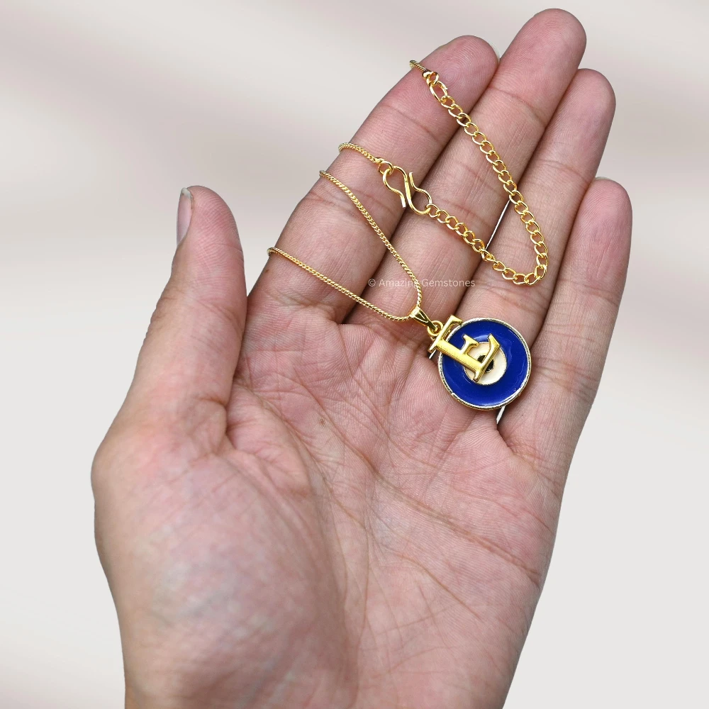 Evil Eye Pendant Necklace with E Initial