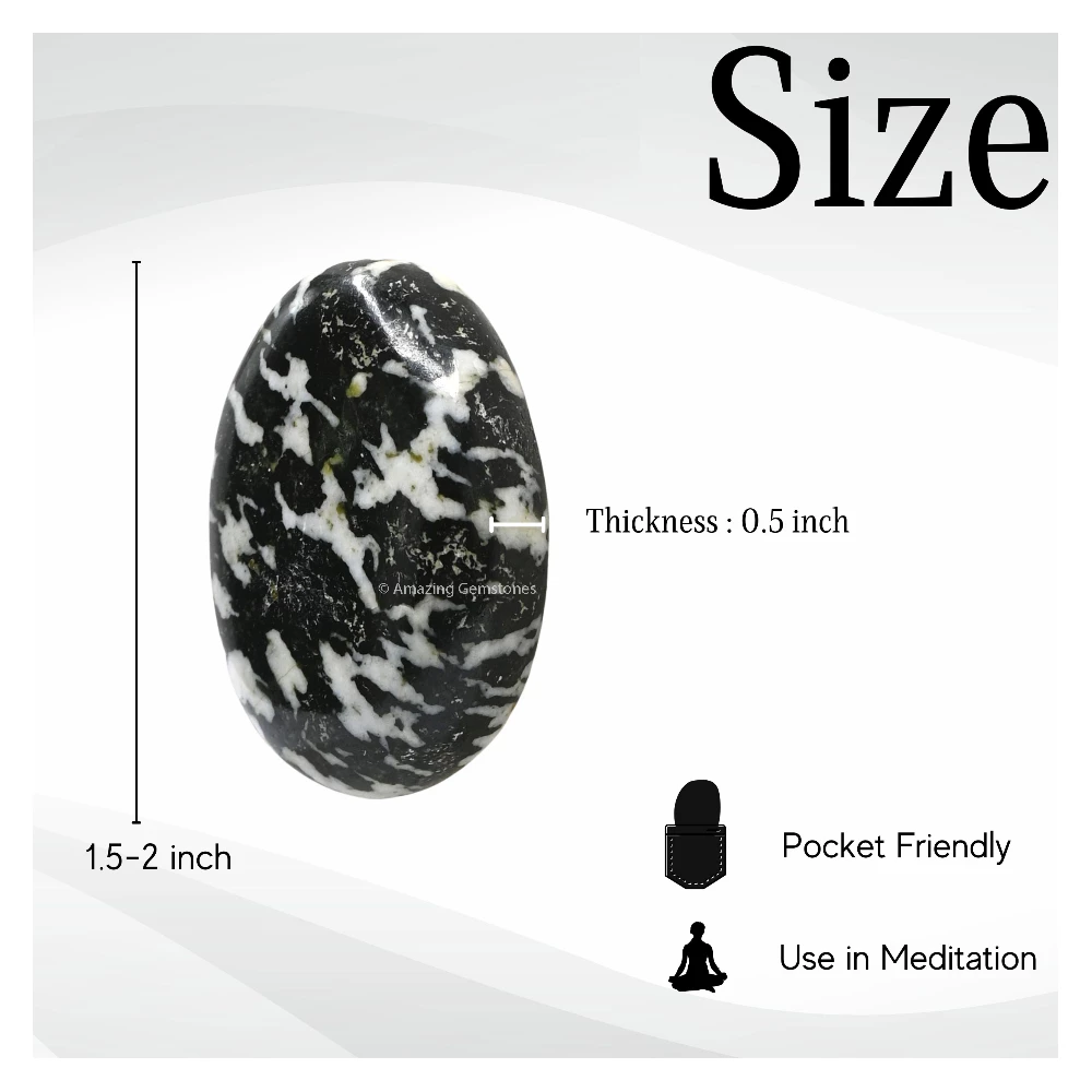 Black and White Tourmaline Palm Stone