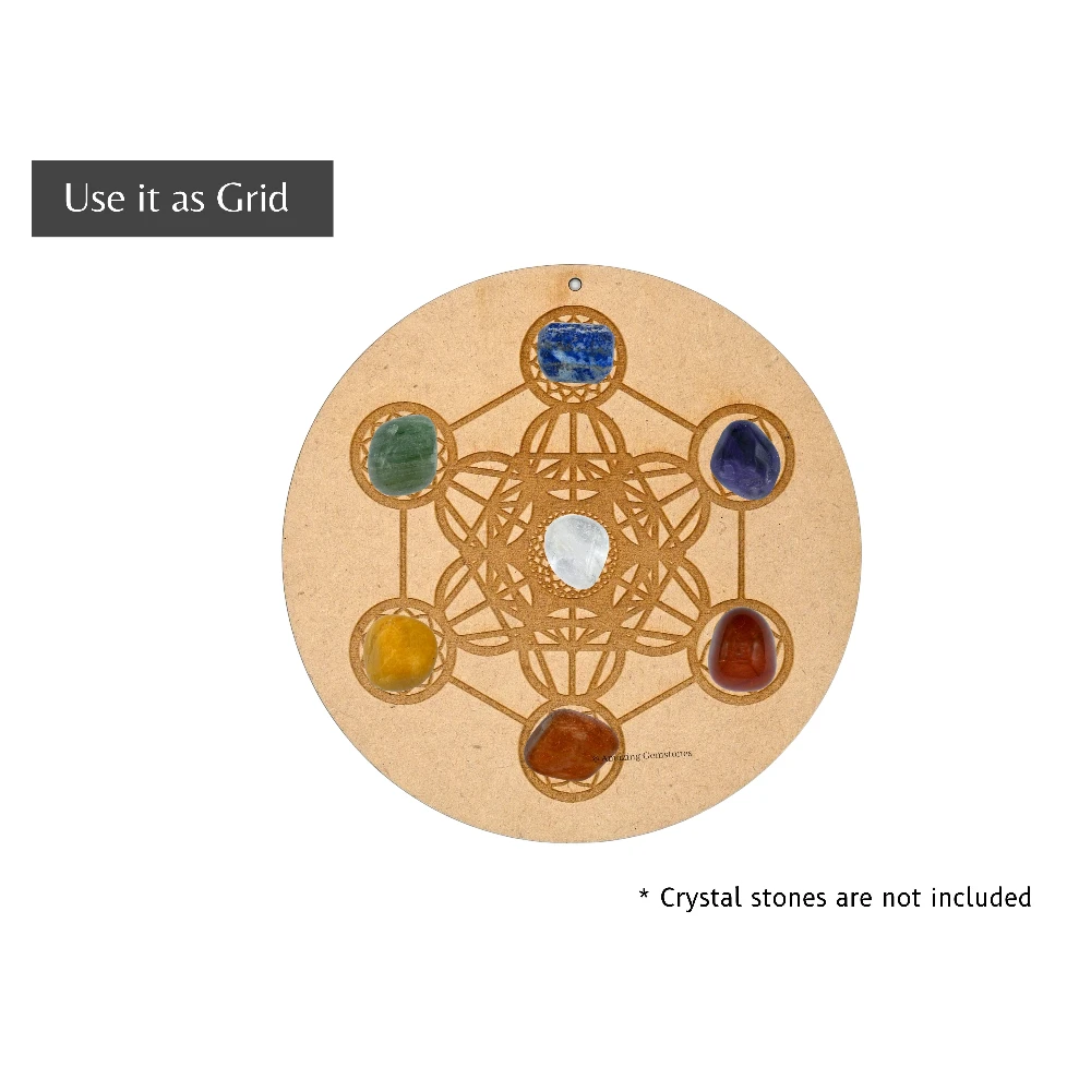 Wooden Crystal Grid Sacred Geometry - Chakra Metatron Cube (6 Inch)