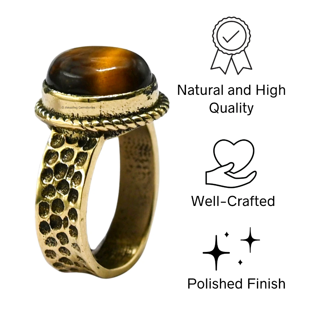 Tiger Eye Crystal Ring (Gold)