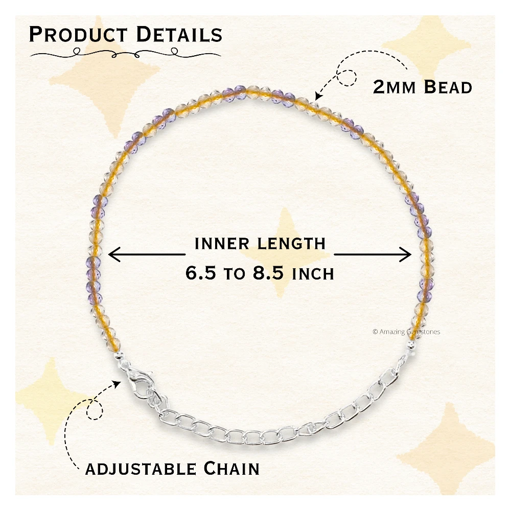Yellow Fluorite Crystal Bracelet - 2mm Faceted Bead (Silver)
