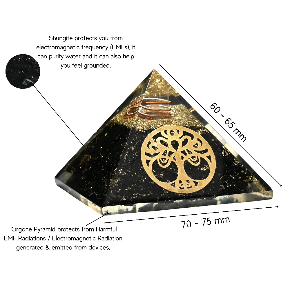 Shungite Orgone Pyramid - Vintage Tree of Life