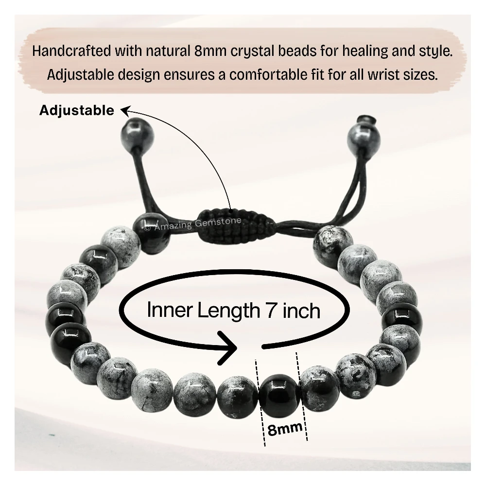 Snowflake Obsidian Bracelet (Adjustable)