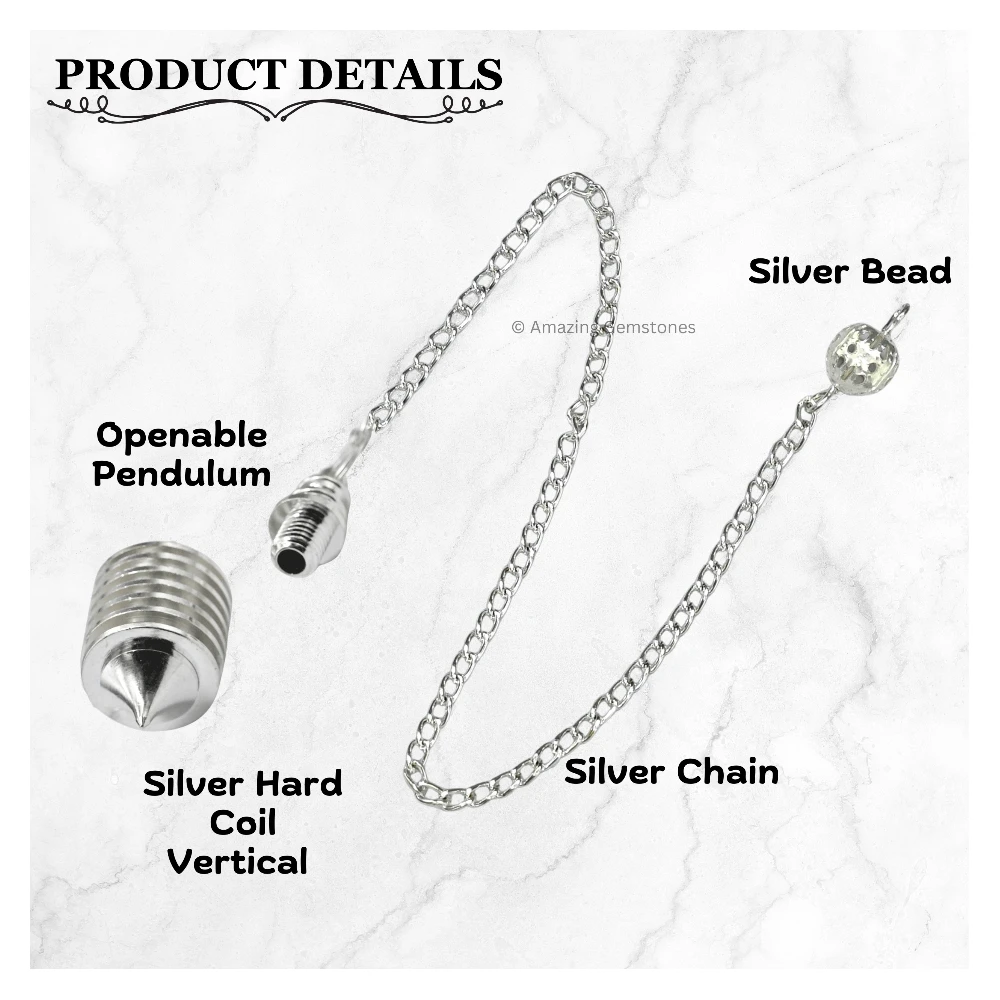 Copper Metal Pendulum - Silver Hard Coil Vertical (MP98)