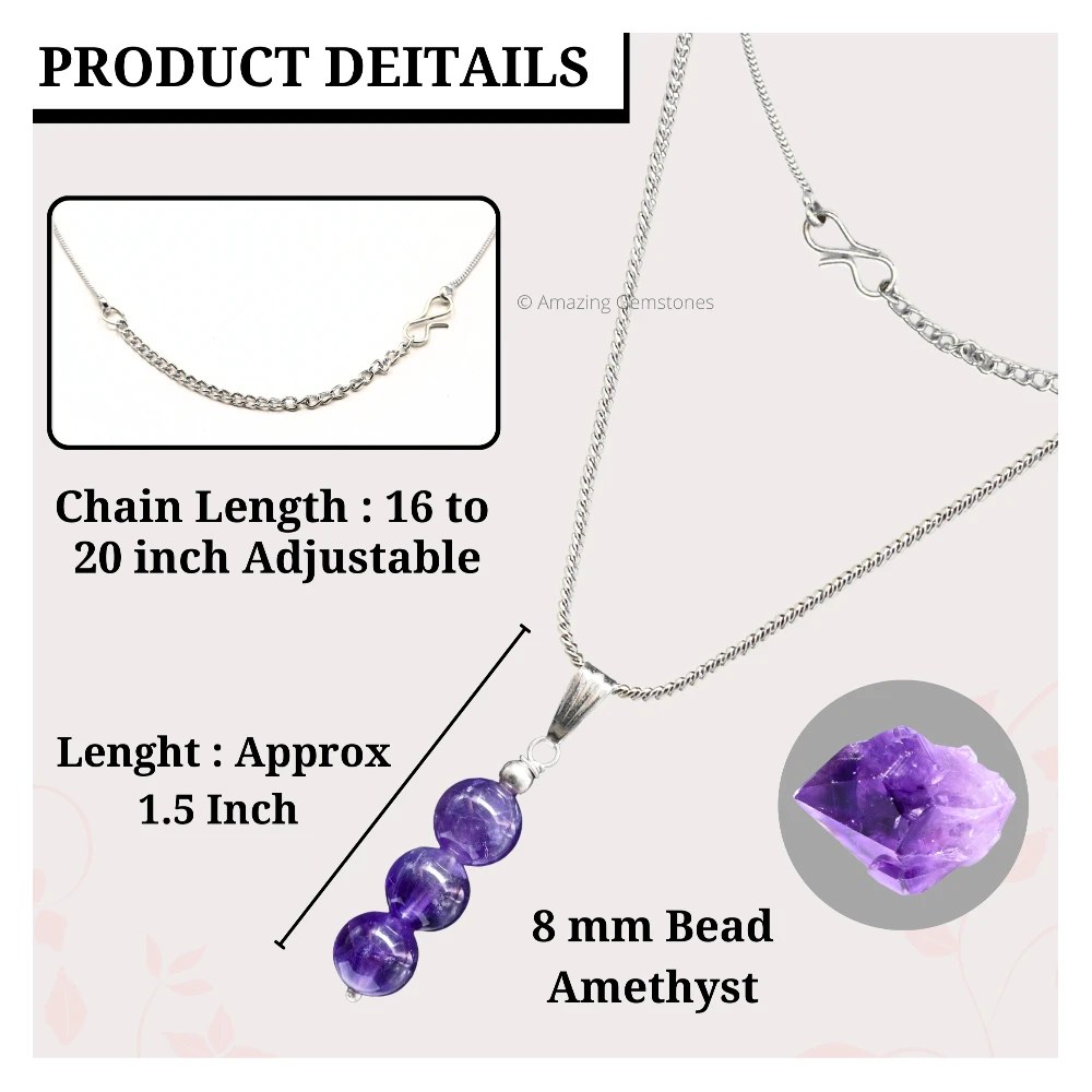 Amethyst Bead Pendant (Silver)