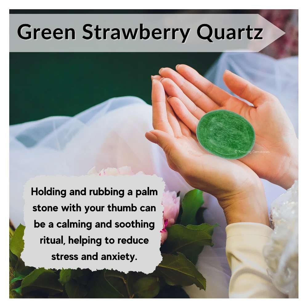 Green Strawberry Quartz Palm Stone