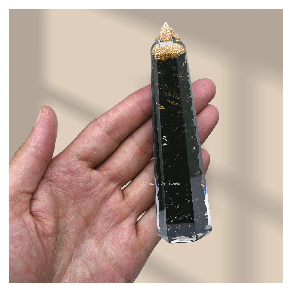 Black Tourmaline Orgone Tower (4.5 Inch)