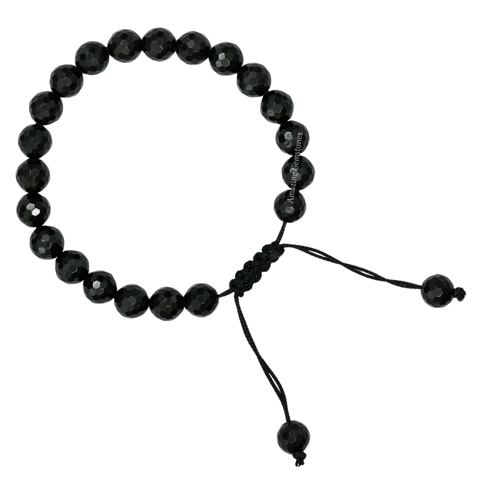 Black Tourmaline Bracelet (Faceted-Adjustable)