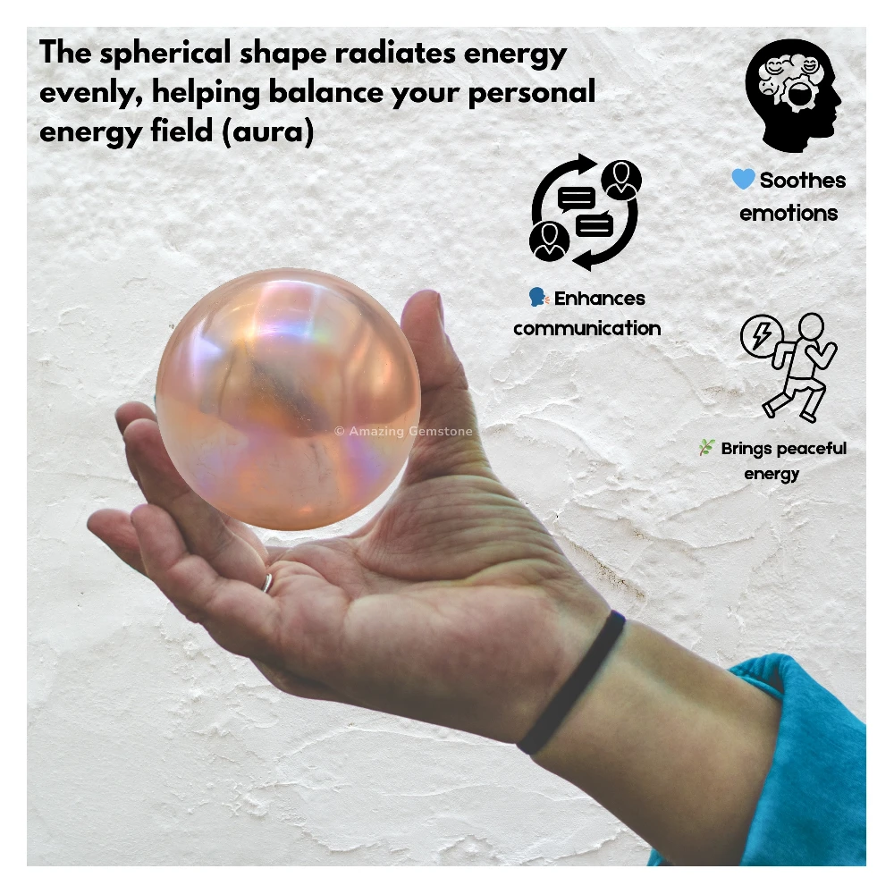 Angel Aura Rose Quartz Sphere (2 Inch)
