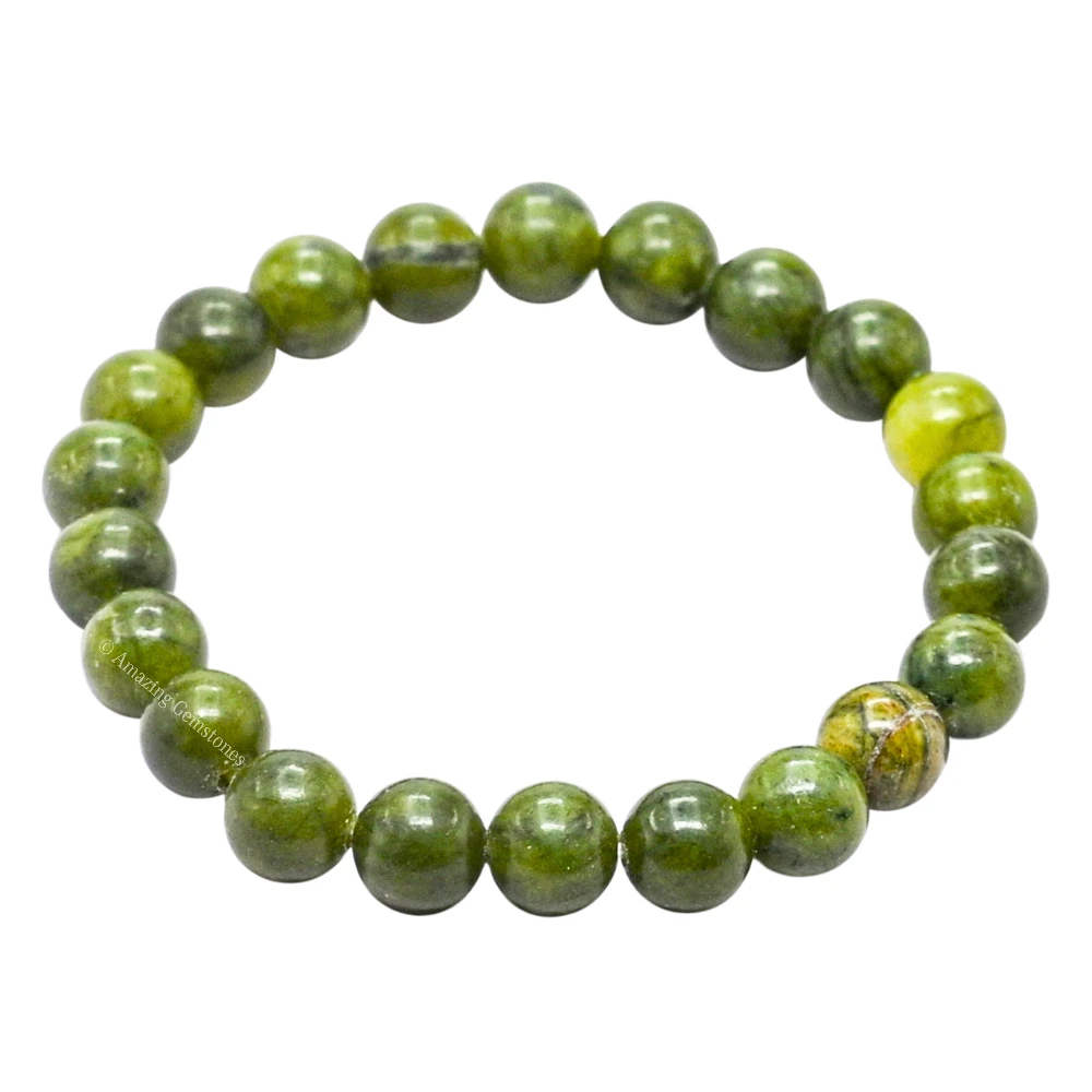 Nephrite Green Jade Bracelet (Strechable)