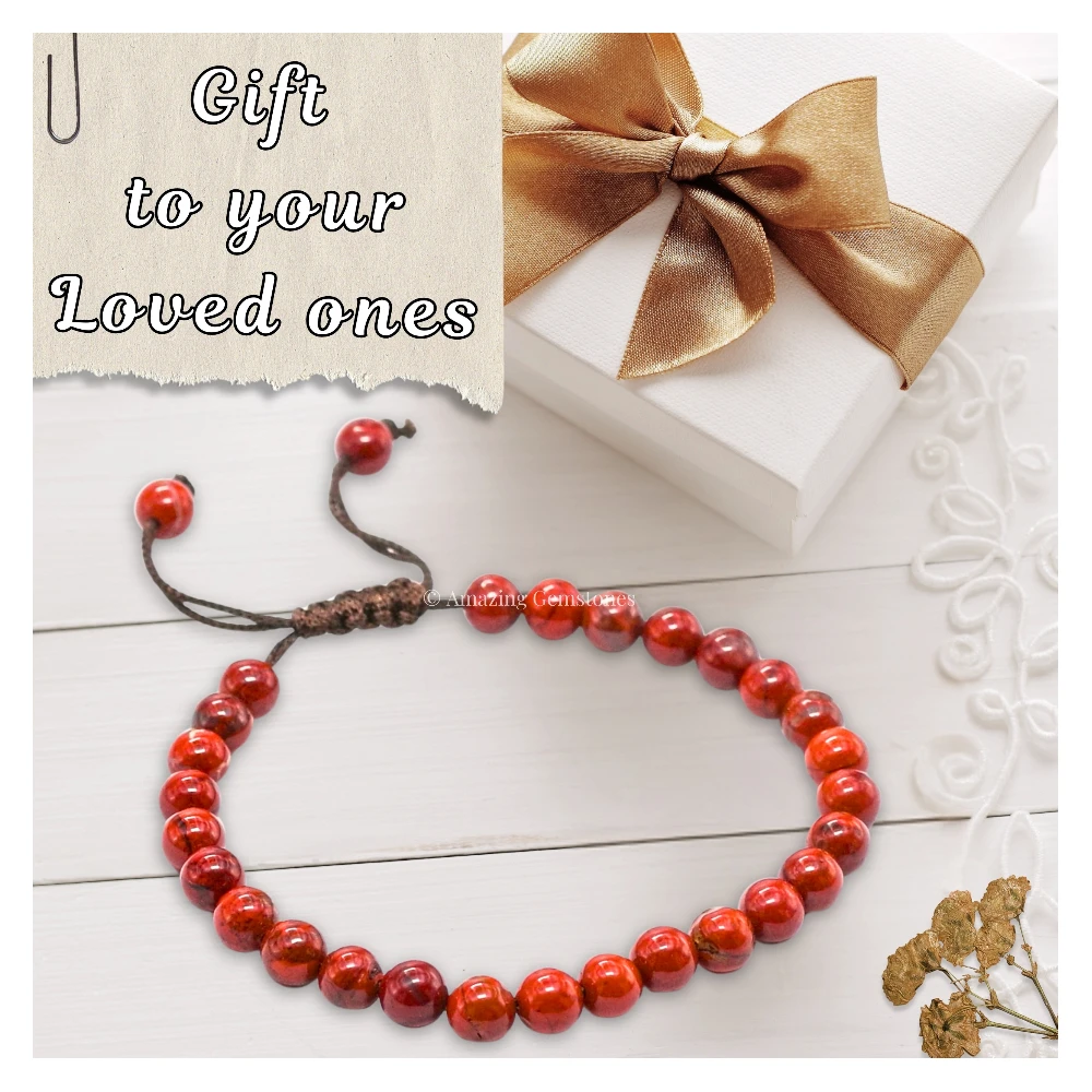 Red Jasper Healing Crystal Bracelets - 6mm Beads (Adjustable)