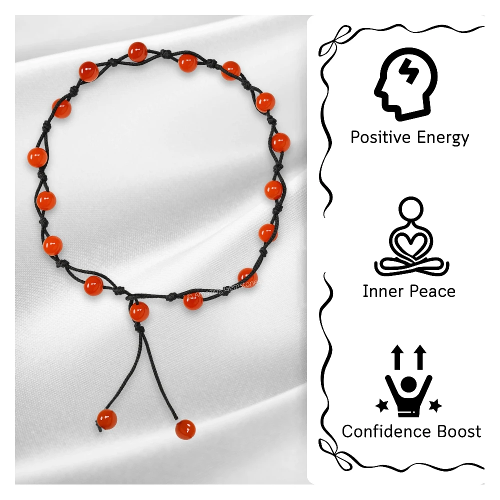 Carnelian Anklet (Hand Knotted)