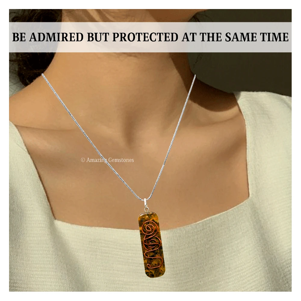 Tiger Eye Crystal Orgone Pendant - Rectangle