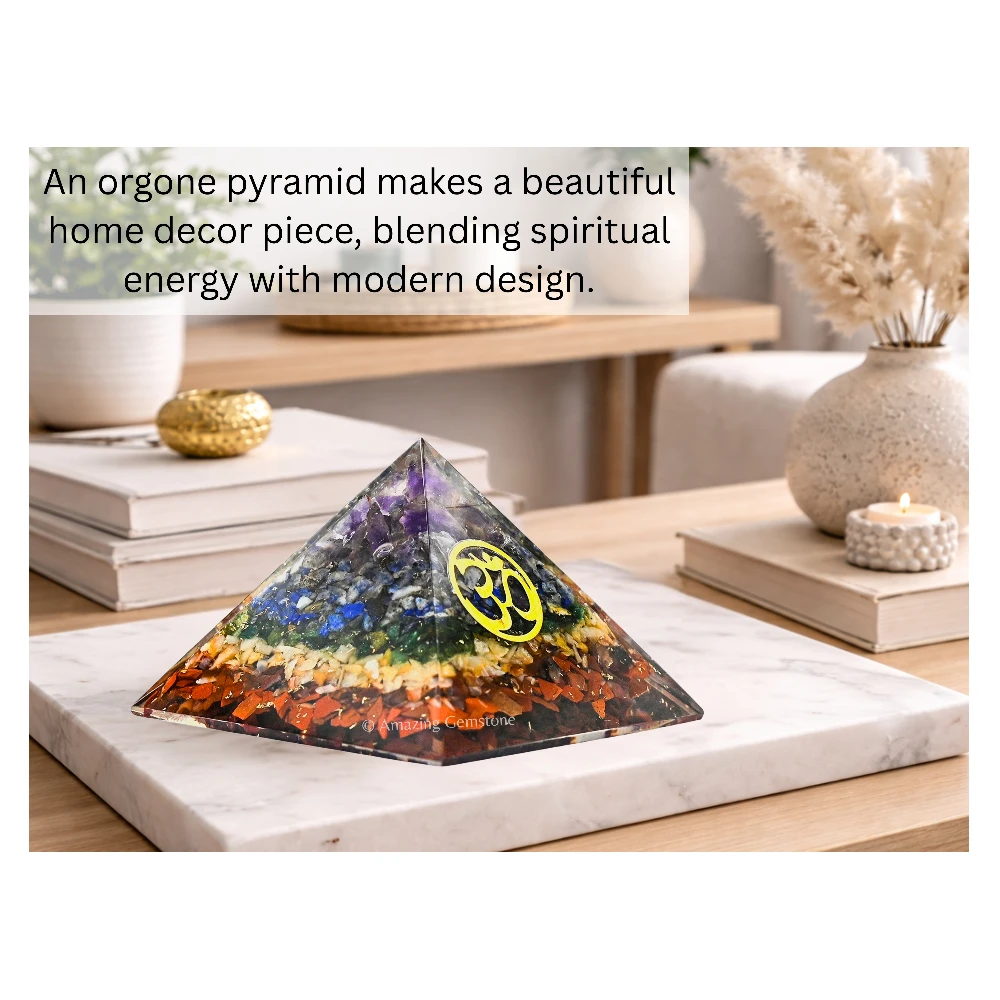 Natural Chakra Orgone Pyramid -  OM