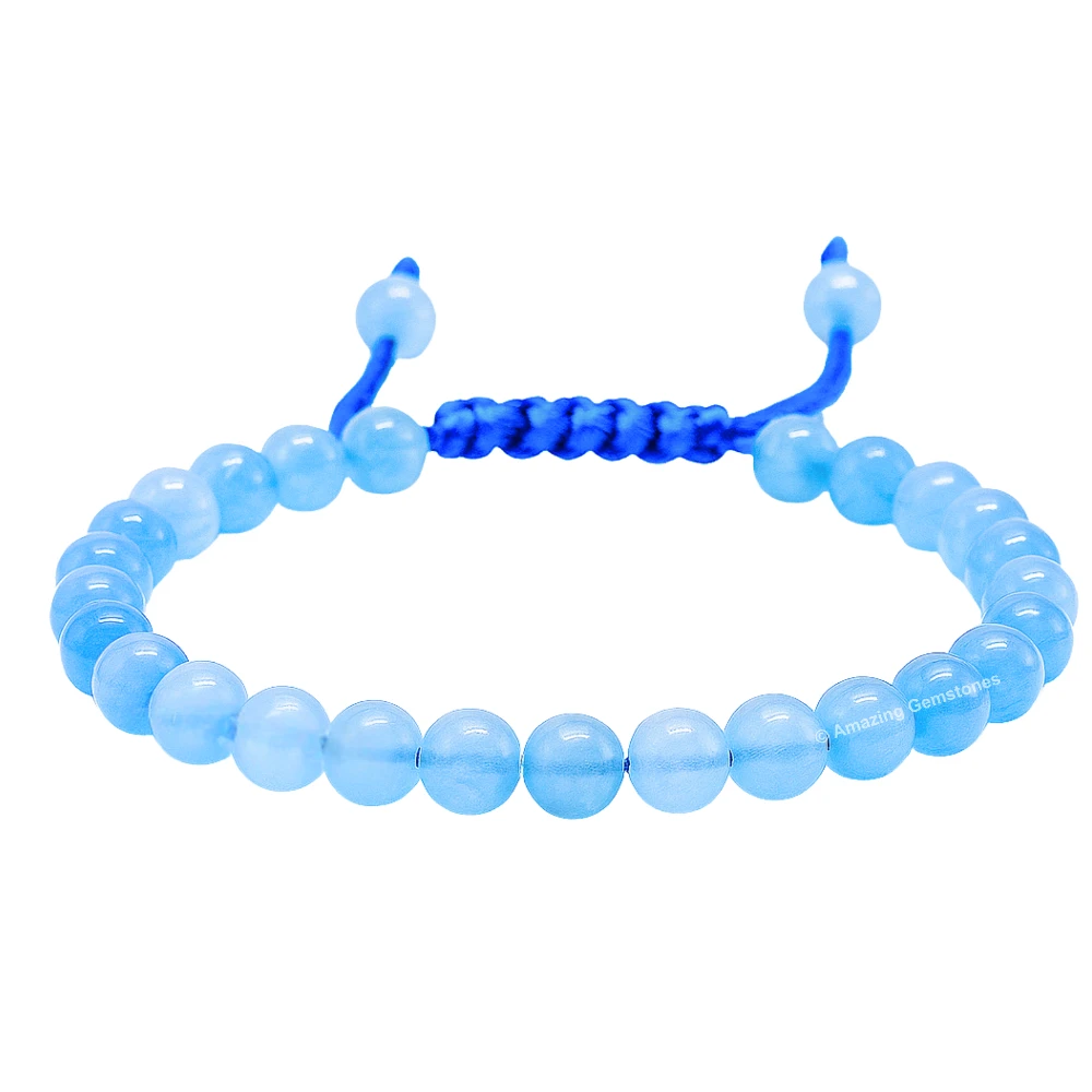 Aquamarine Healing Crystal Bracelets - 6mm Beads (Adjustable)