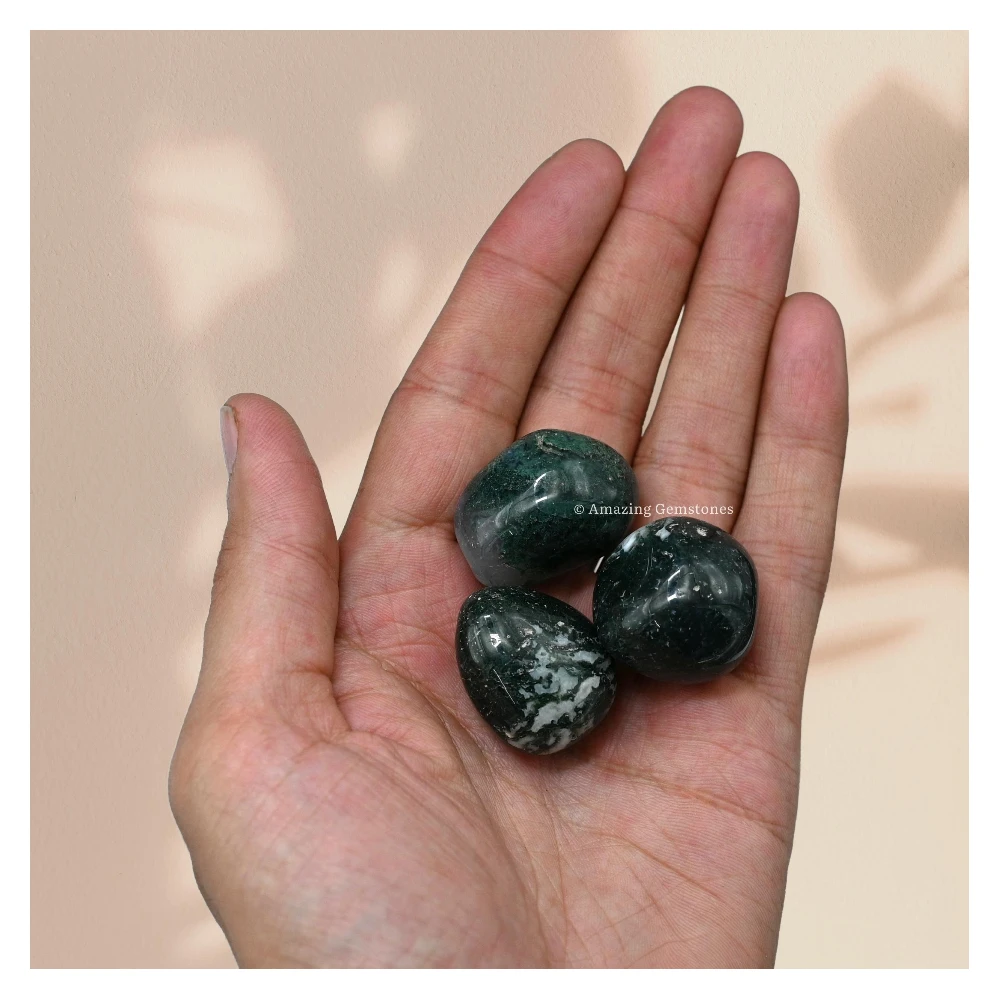 Tumbled Moss Agate Crystals Stones (1 oz)