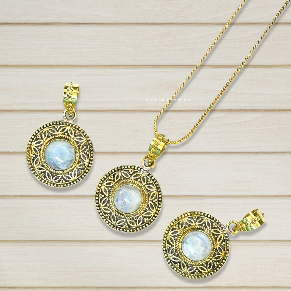 Rainbow Moonstone Bead Necklace Premium