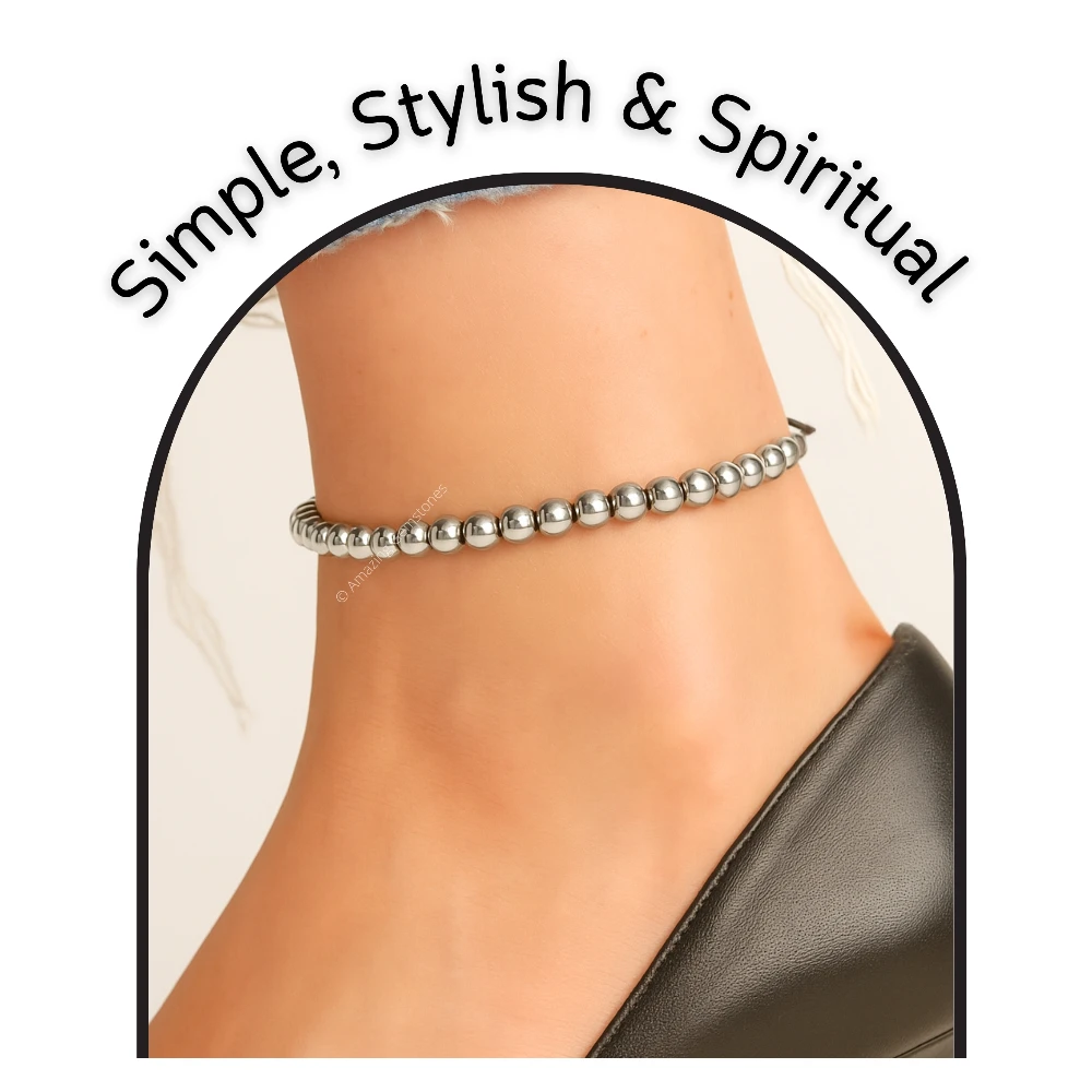 Silver Hematite Anklet (Without Knot)