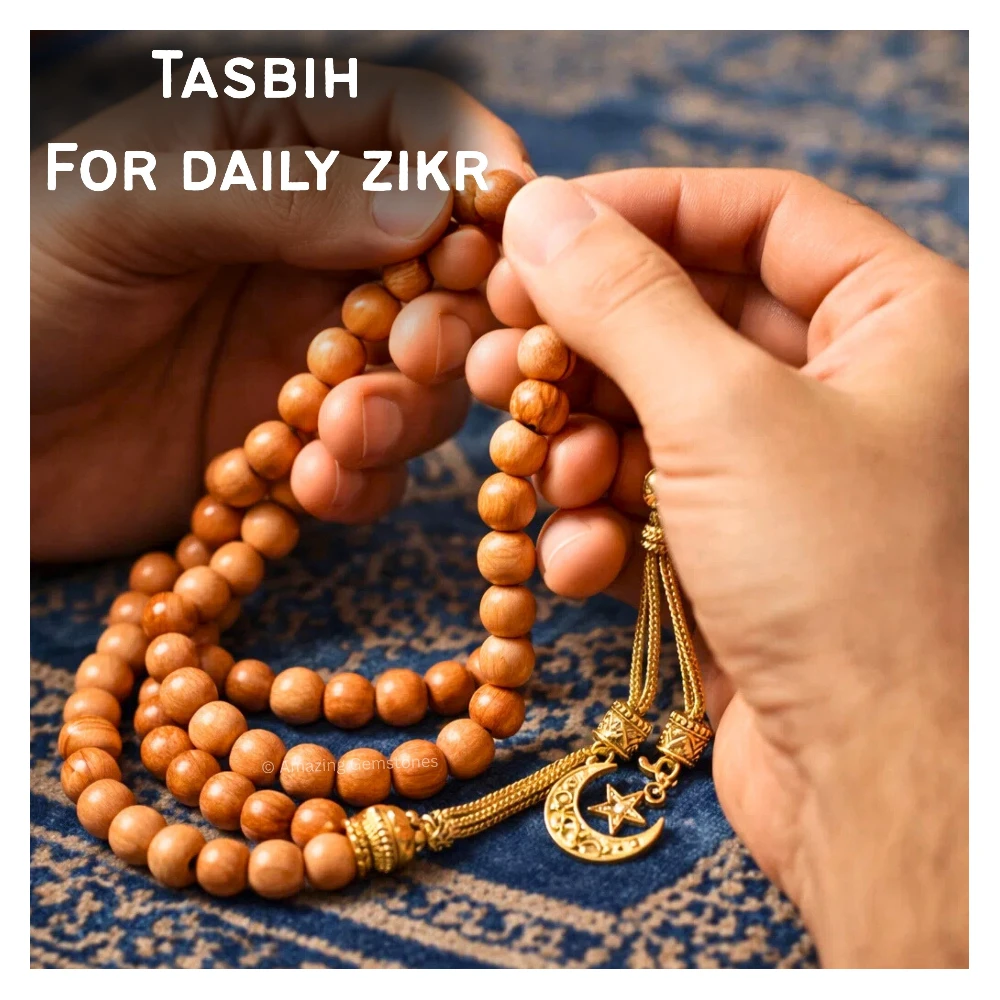 Wood with Fragrance Tasbeeh Sibha Prayer Beads (Gold)