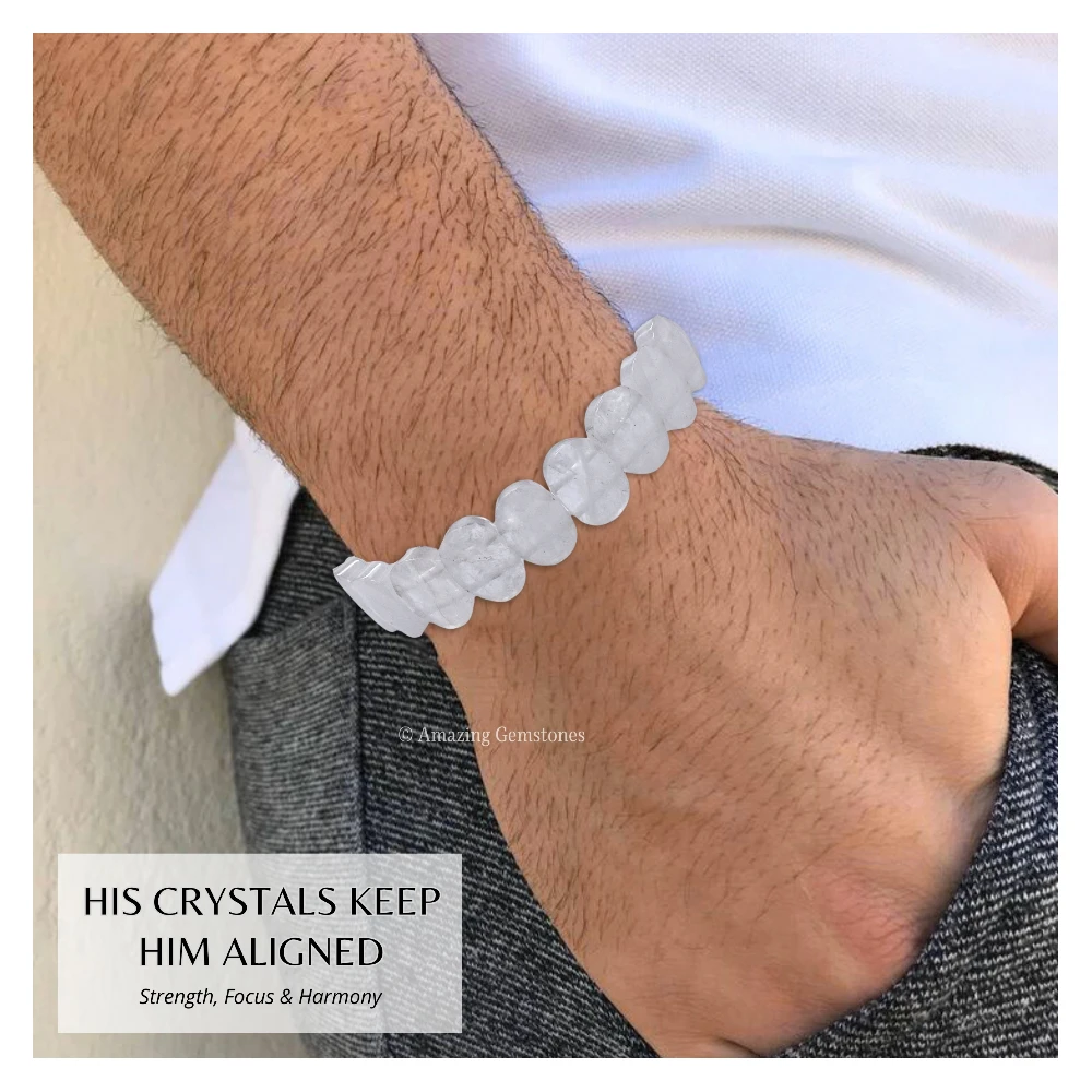 Clear Quartz Faceted Bracelet - Oval Stone