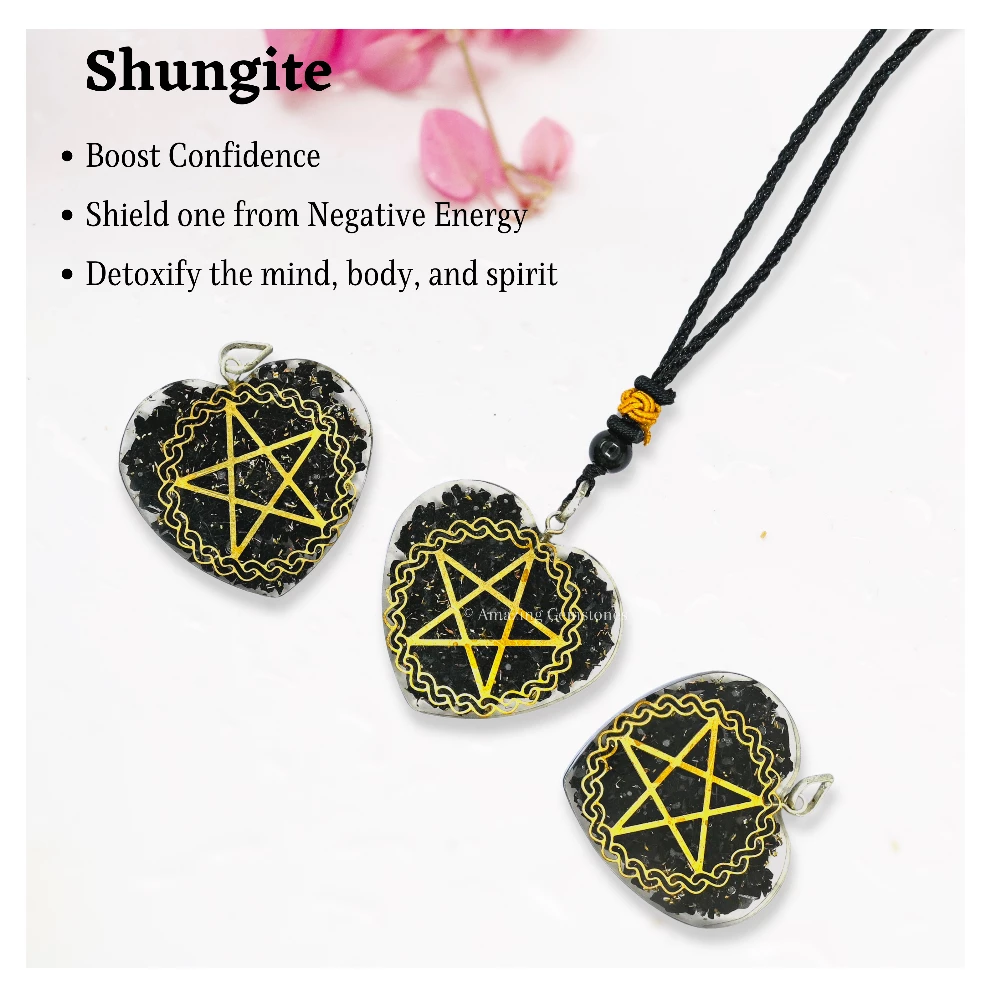 Shungite Necklace - Star (Heart)