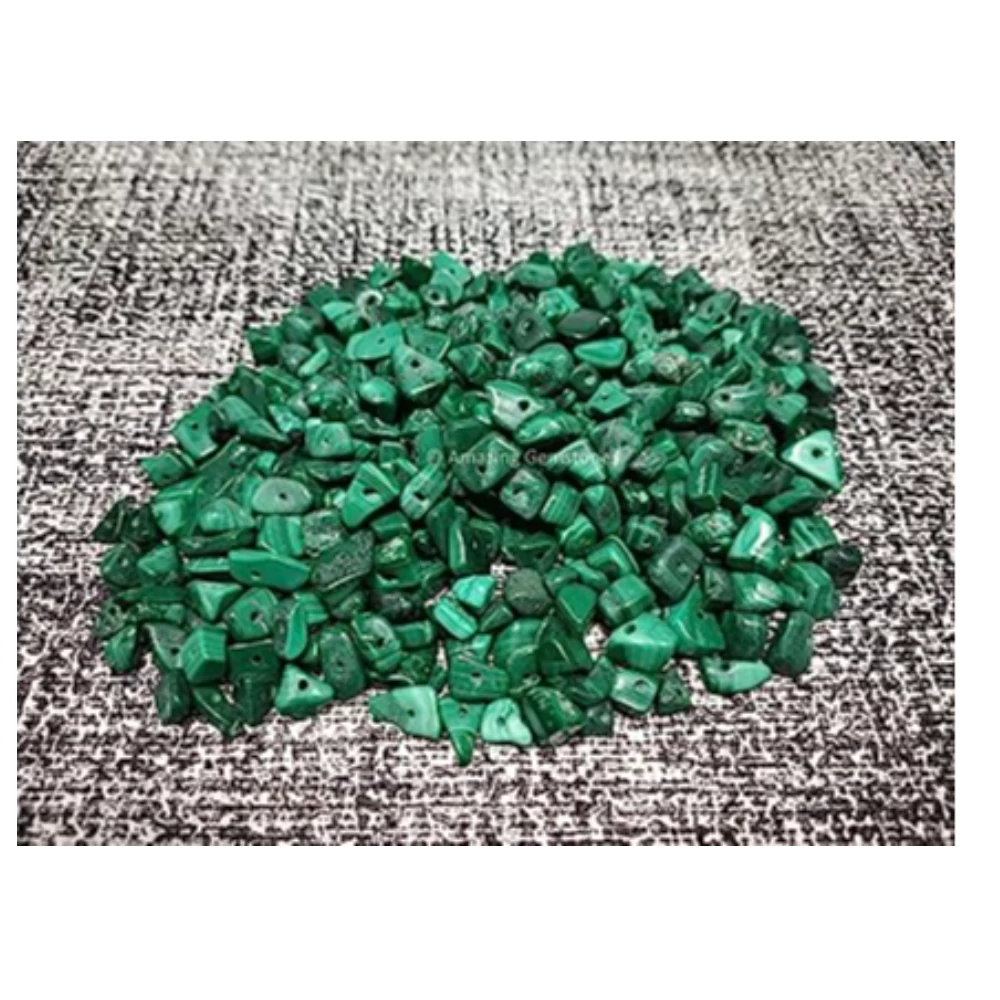 Malachite Chips - Pre Drilled