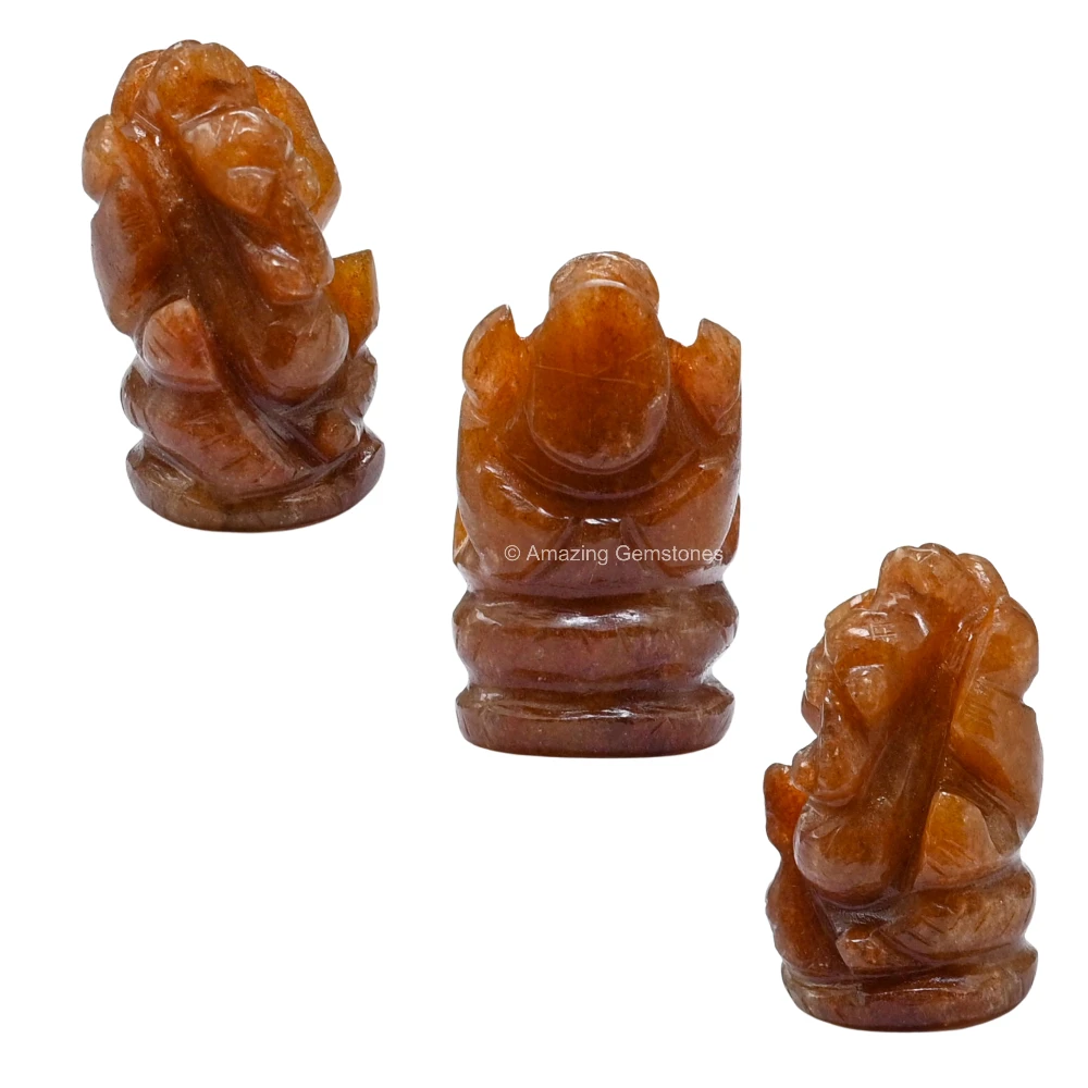 Red Aventurine Ganesha Crystal Idol