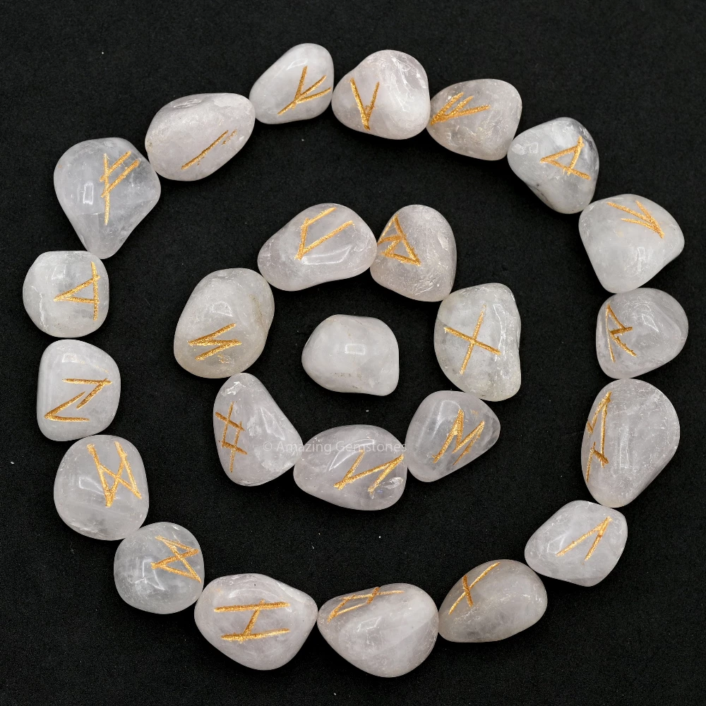 Rose Quartz Rune Stones Set