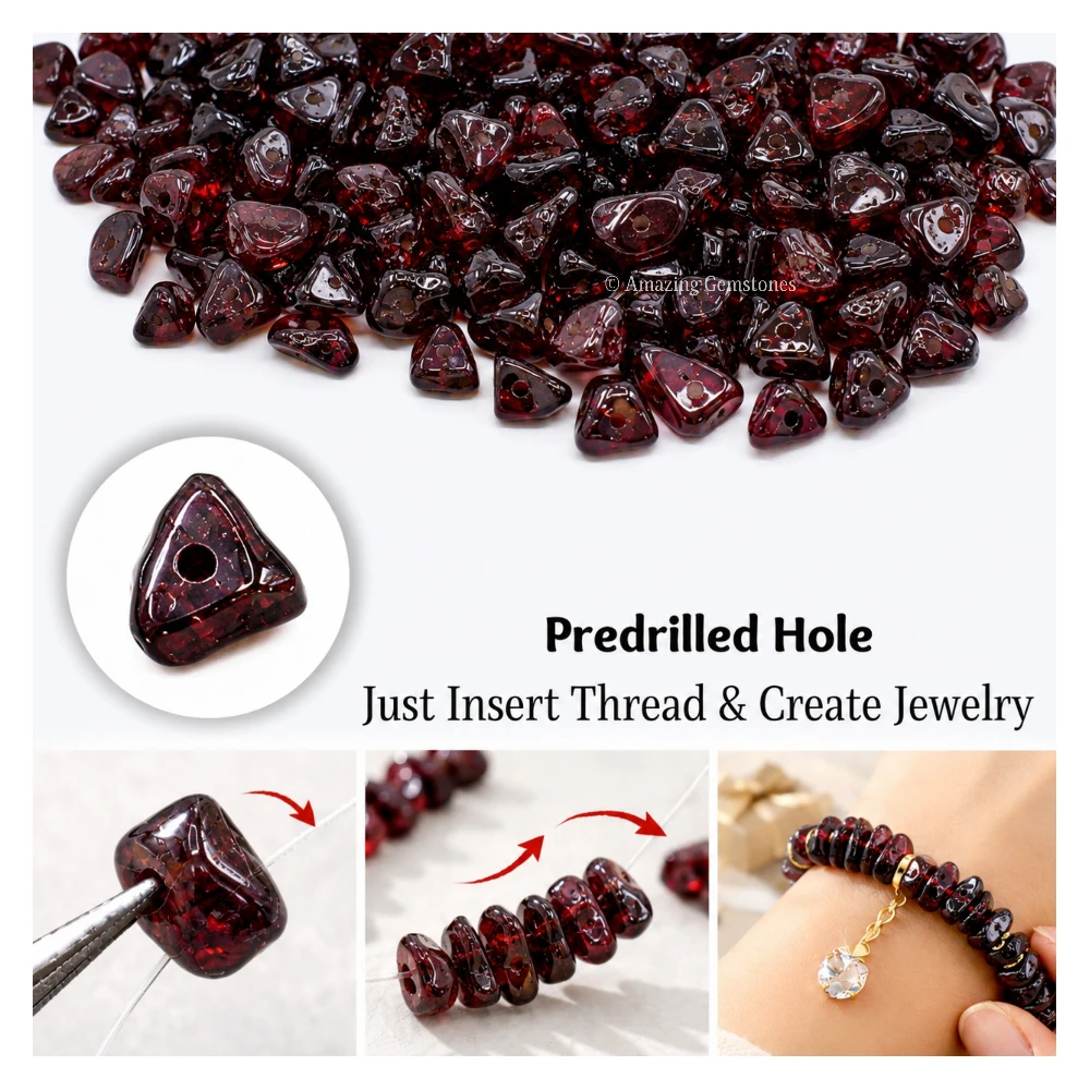 Garnet Chips - Pre Drilled