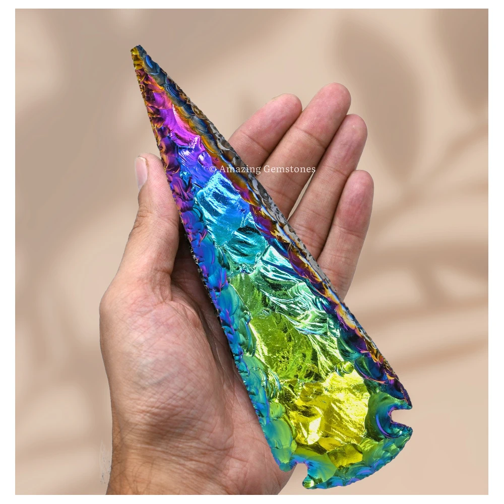 Titanium Aura Quartz Crystal Arrowhead - 6" to 7"