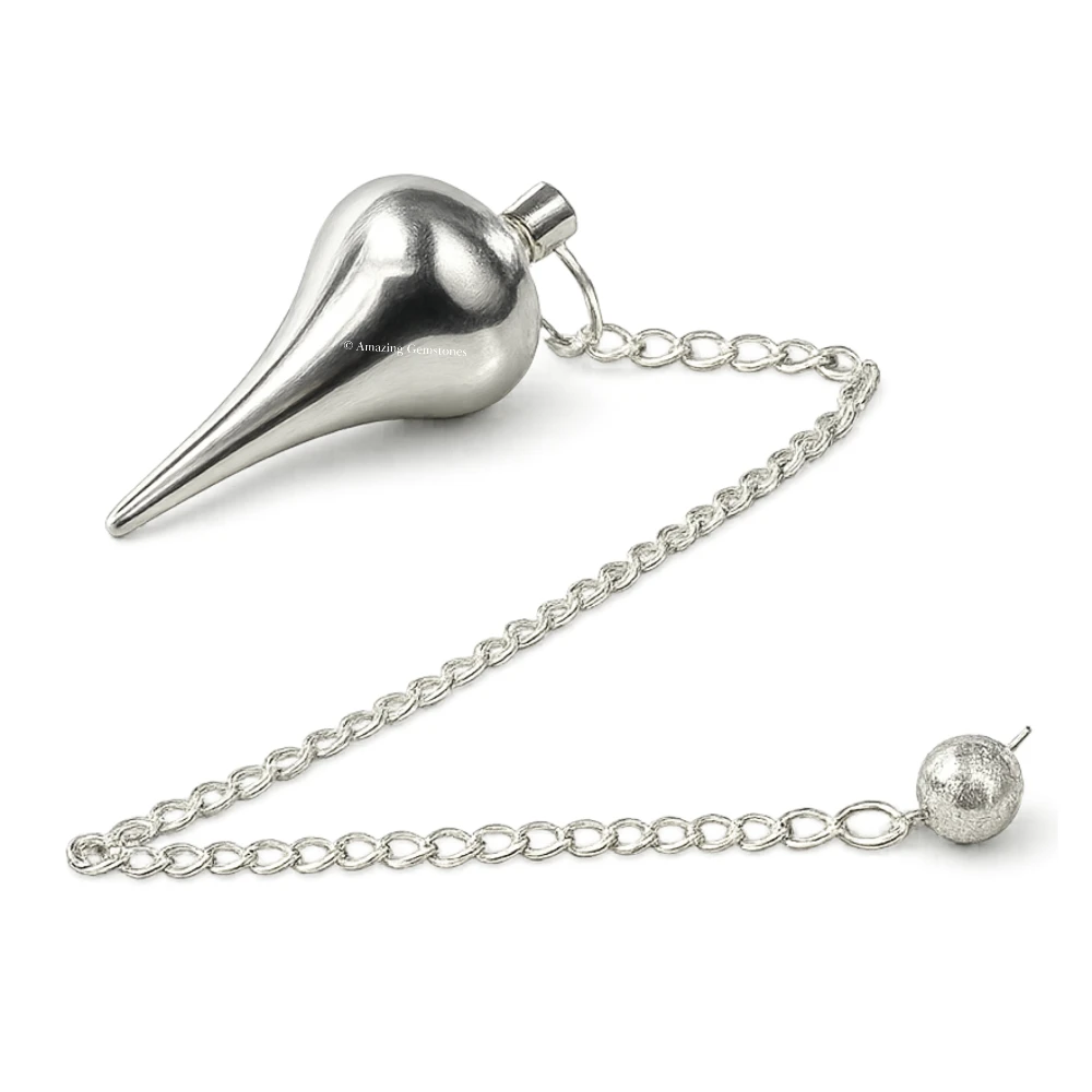 Metal Brass Pendulum - Silver Dome Cone Point (MP119)