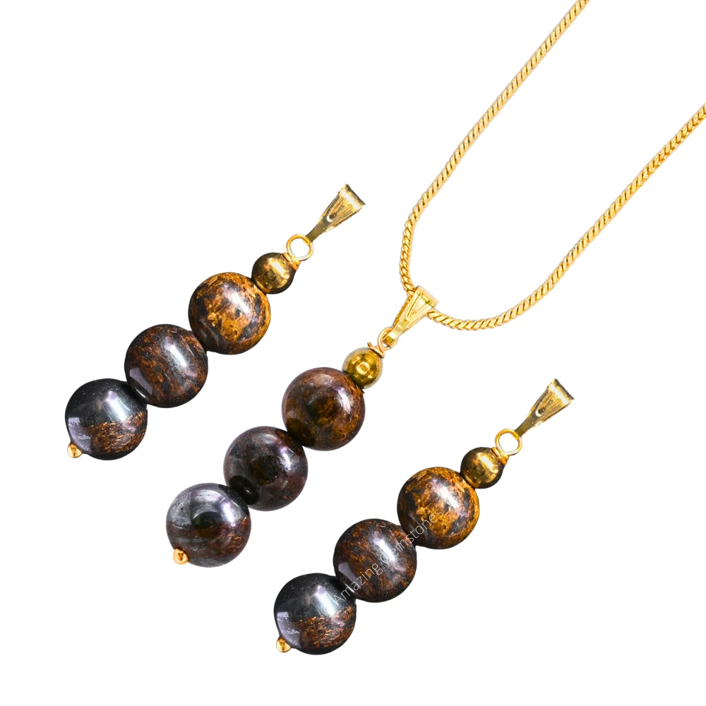 Bronzite Bead Pendant (Gold)