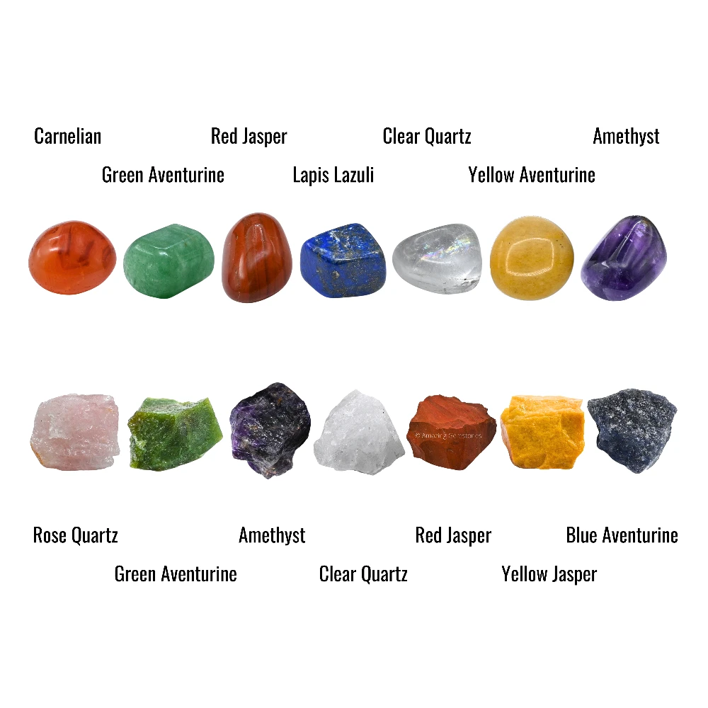 7 Chakra Tumbled and Raw Stone (14 Pcs)