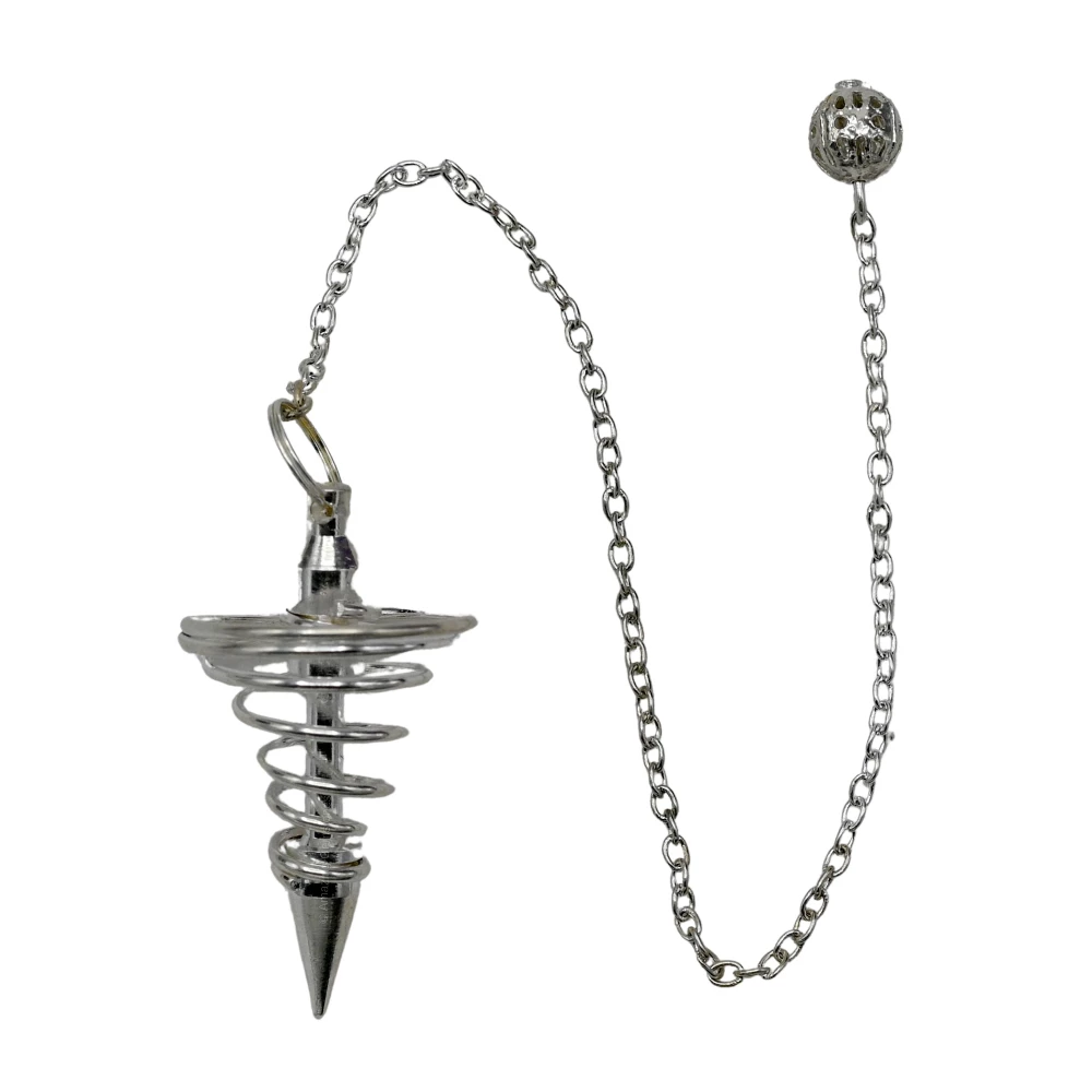 Copper Metal Pendulum - Silver Vortex Spiral Twisted (MP18)
