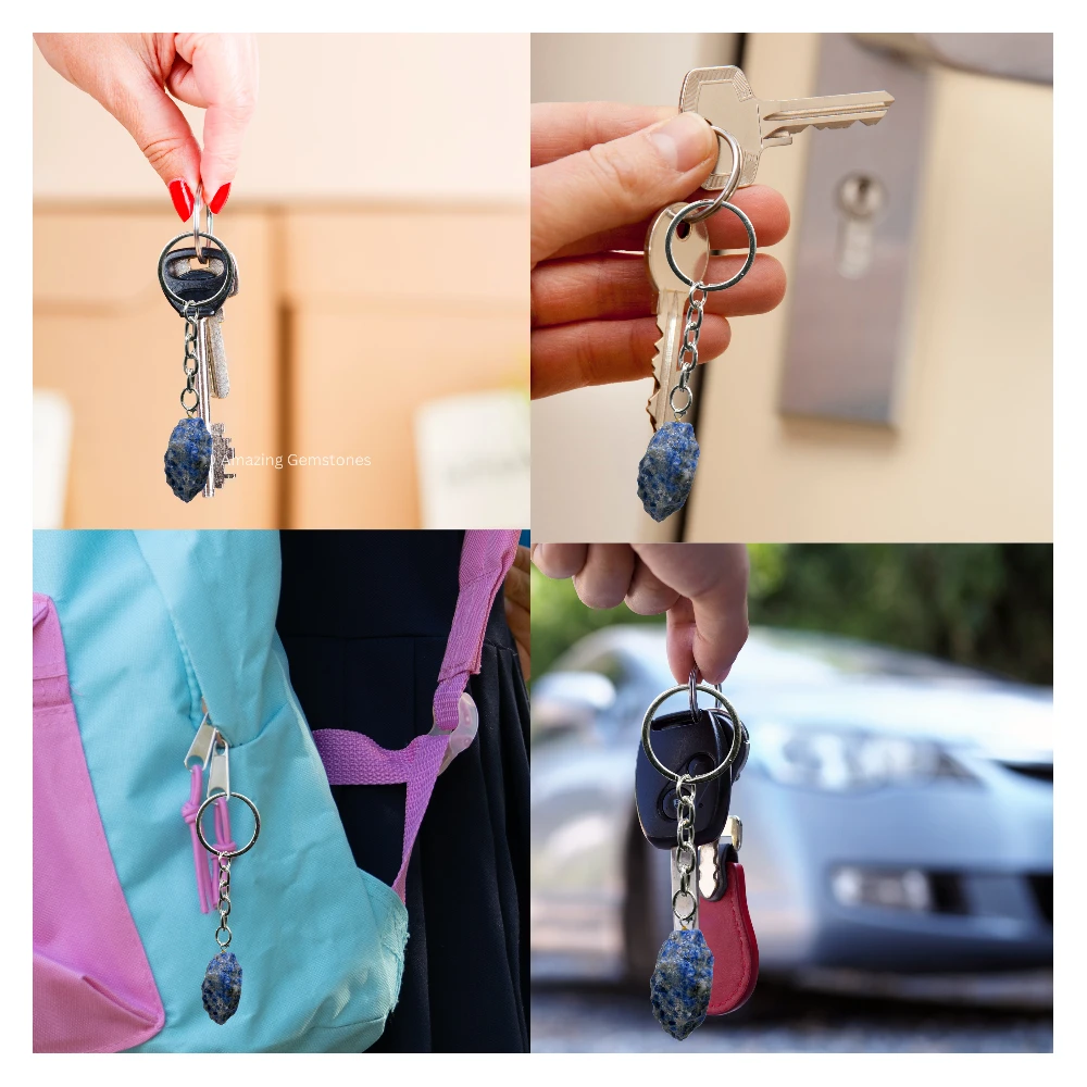 Sodalite Keychain Keys Holder (Raw)