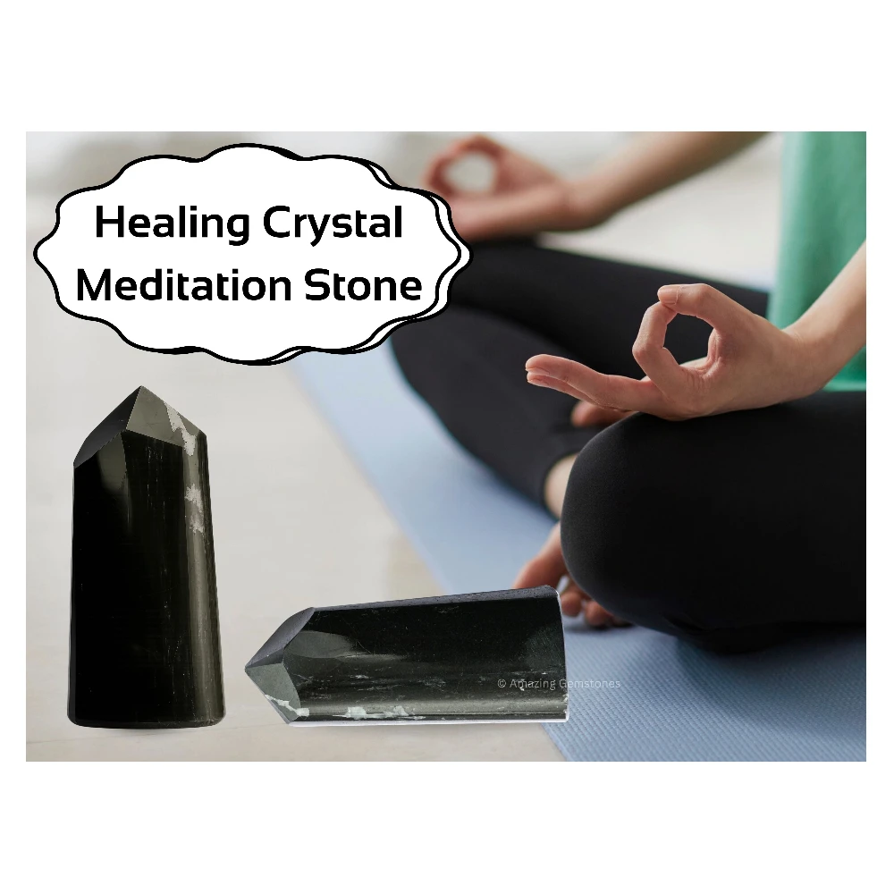 Black Tourmaline Tower (Wide) (3" to 4" INCH)